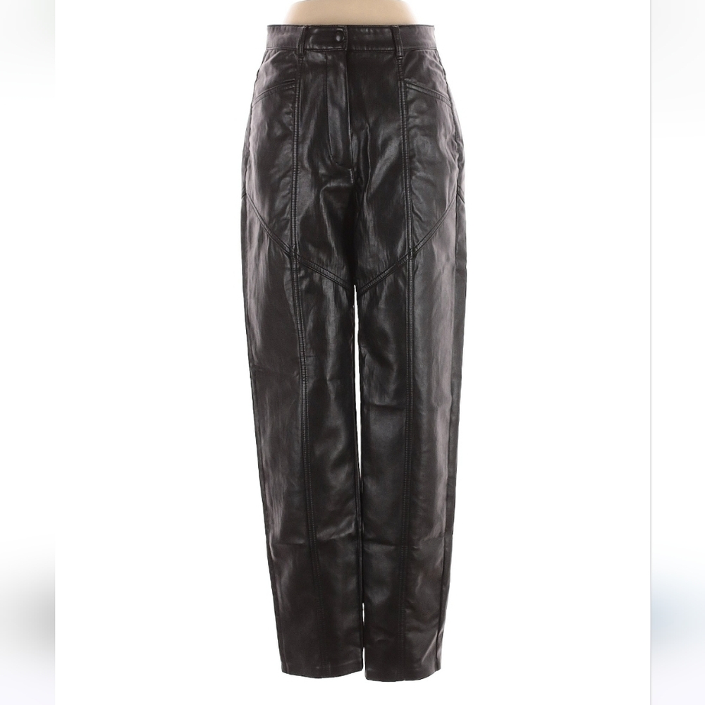 Wilfred Aritzia Black Faux Leather Moto Pants High Rise Size 4
